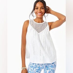 Lilly Pulitzer Aberdeen embroidered cotton tank size M